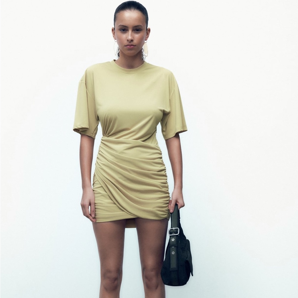 Zara Draped Yellow Mini Dress